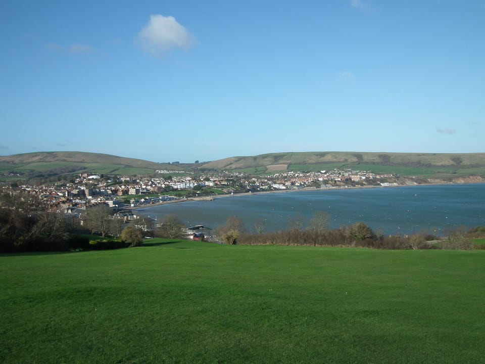 Swanage bay, town and sandy beach, 2 miles away.