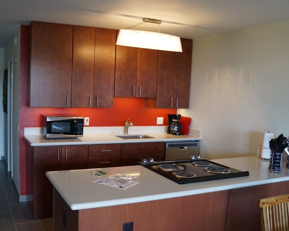 Every chef's dream a freshly updated kitchen is fully stocked and clean.