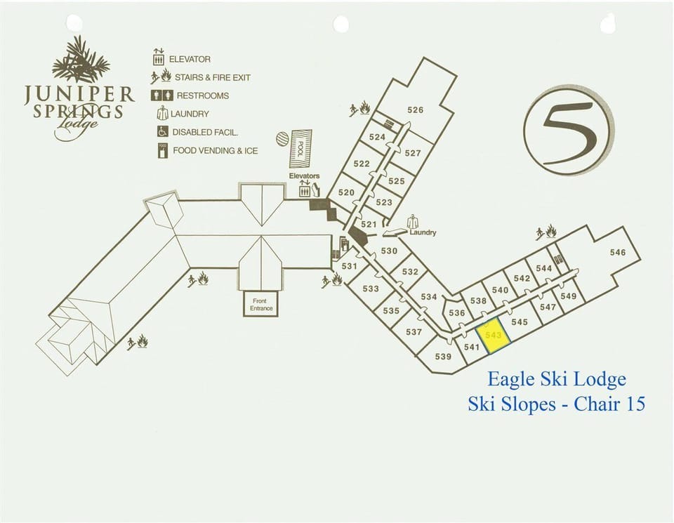 Floor plan with condo #543 highlighted