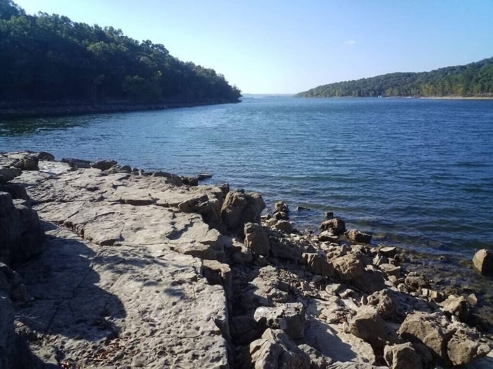 Nature trail leads to this lakefront when the lake is at normal levels.