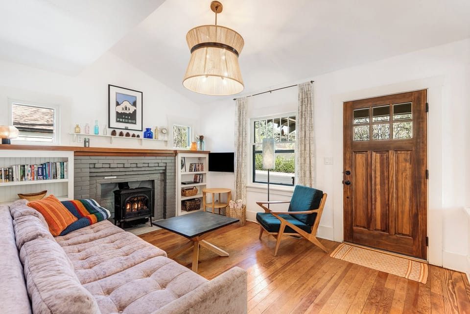 Living room with high ceilings