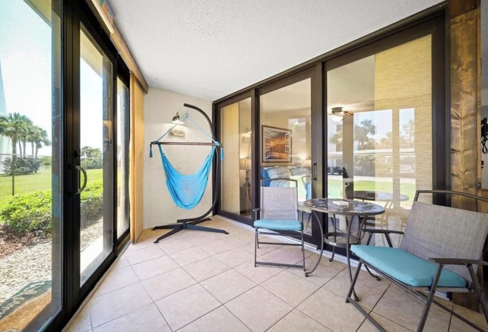 Enclosed patio with hammock