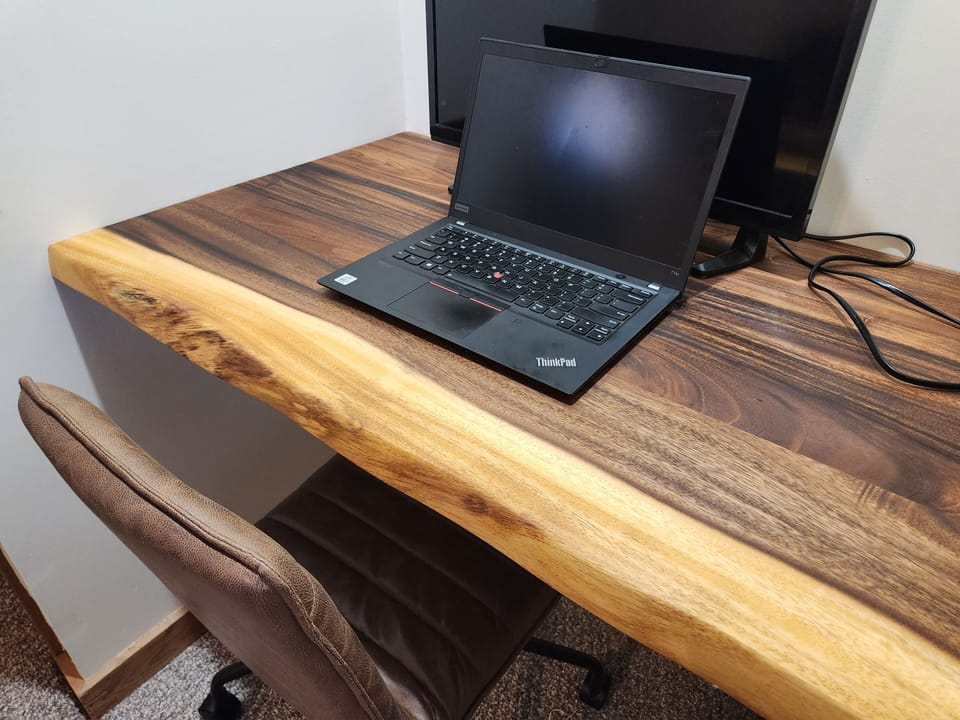 New live-edge built in desk.