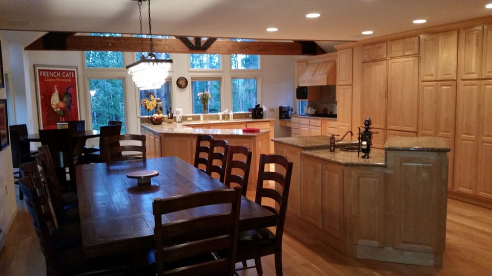 Another view into kitchen.  Notice the Sub-Zero Fridge!