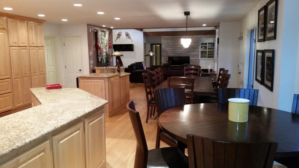 View from breakfast table all the way through to living room