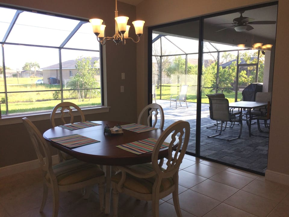 Dining Room/Patio Table Recently installed privacy fence!