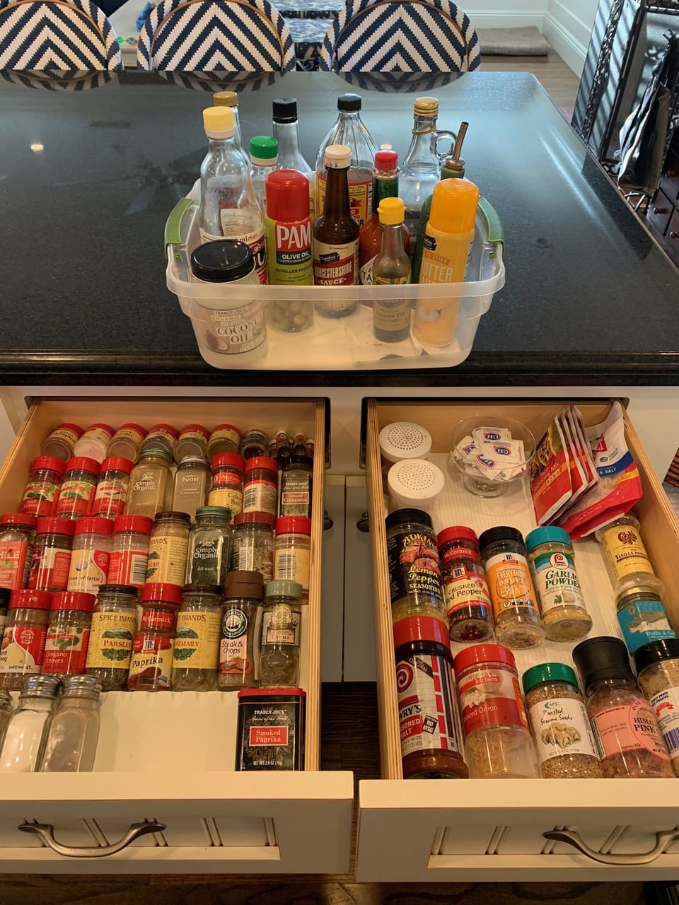 Access to plenty of spices and cooking essentials.