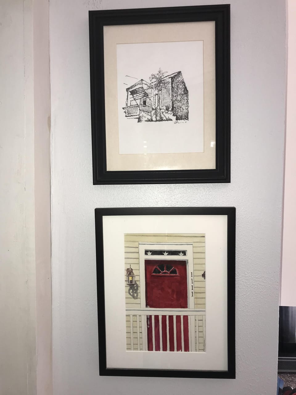 Art work of Cottage on 14th done by past guests.
