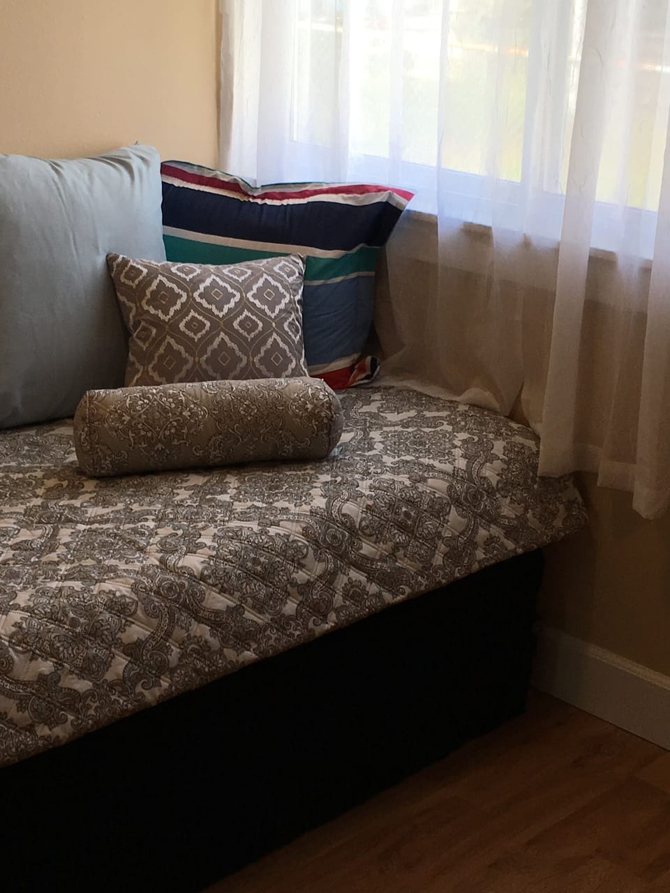 Twin bed in den