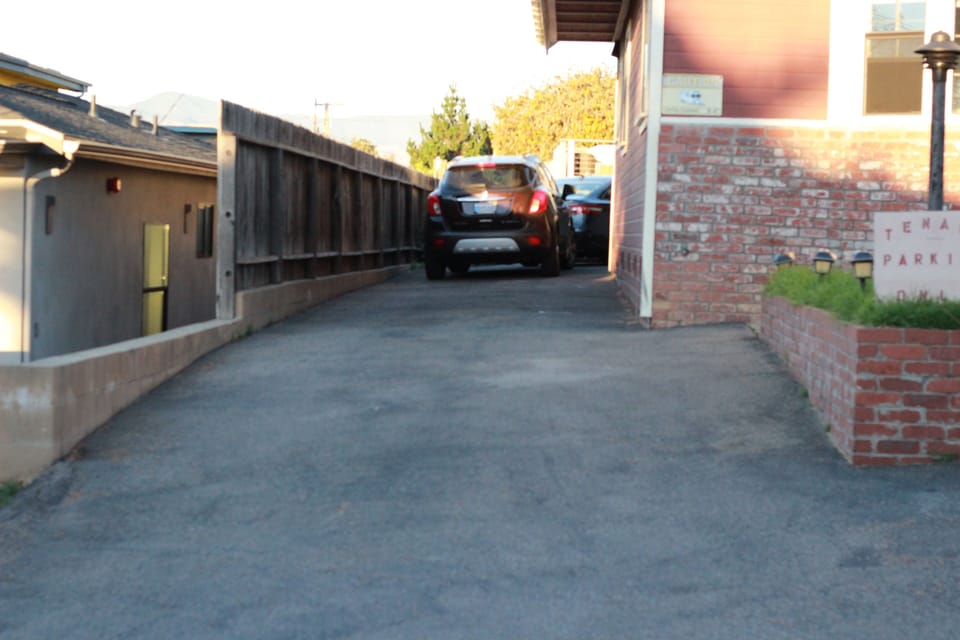 Extra long driveway will accommodate many cars in off-street parking at Ocean's.