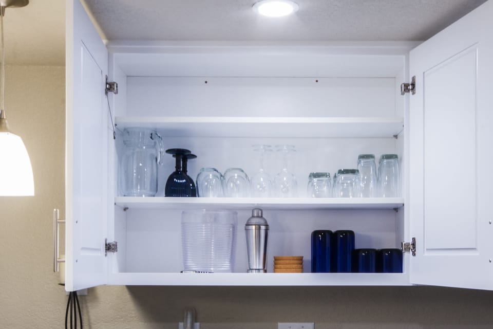Glassware and barware here for your use.