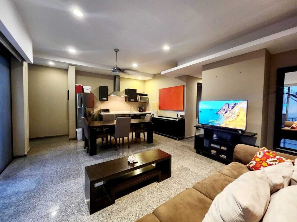 Spacious Living Area with smart HD TV