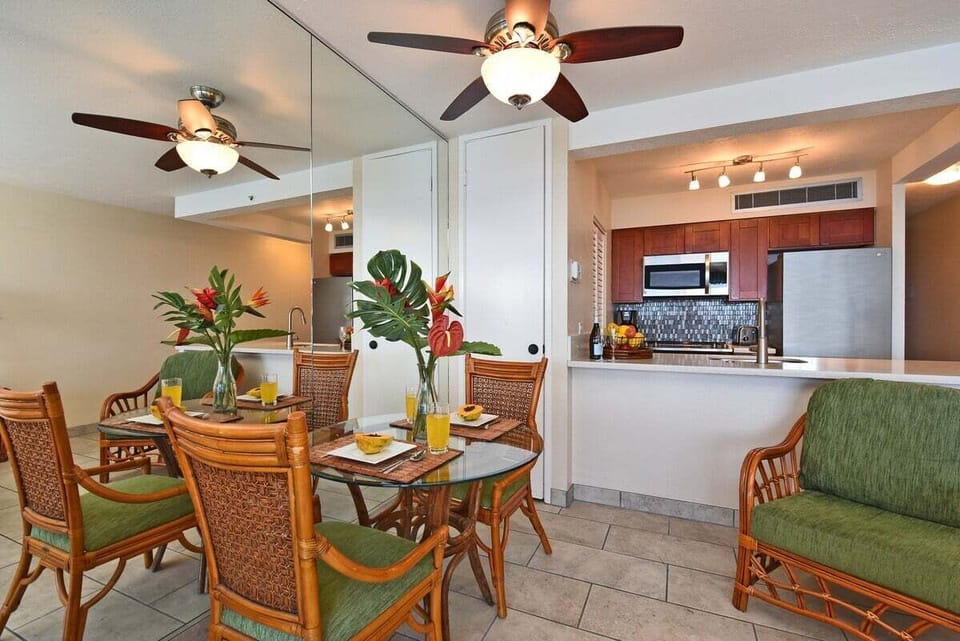 A cozy dining space with warm tones and a seamless connection to the kitchen for convenience
