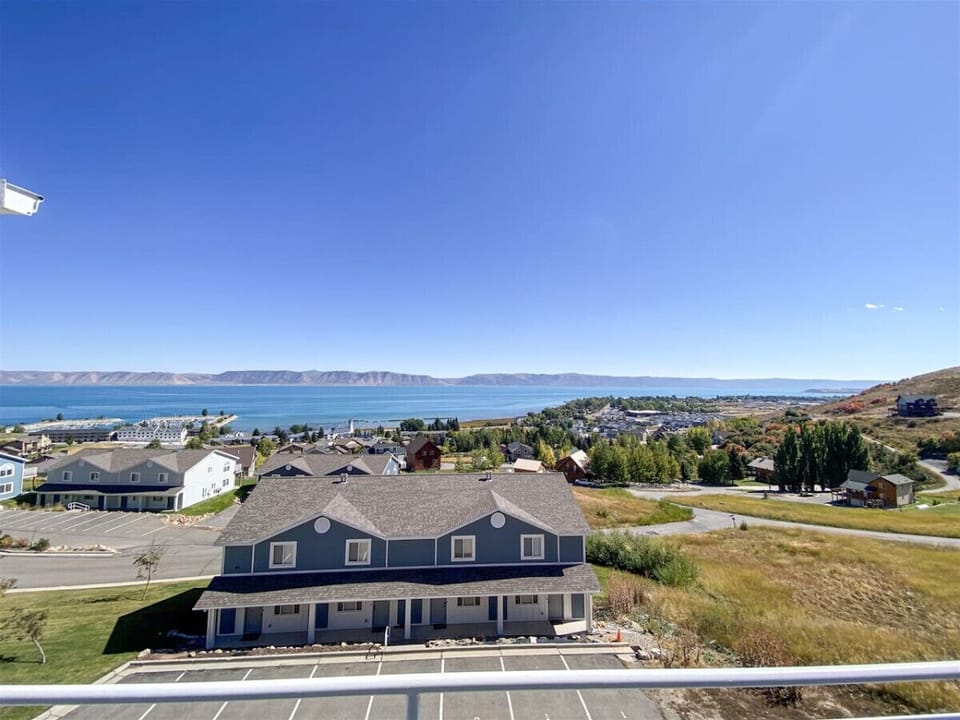 Stunning lake and mountain backdrop from elevated vantage point