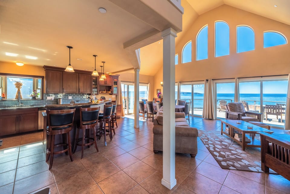 The ground floor is open concept w/ amazing ocean views!