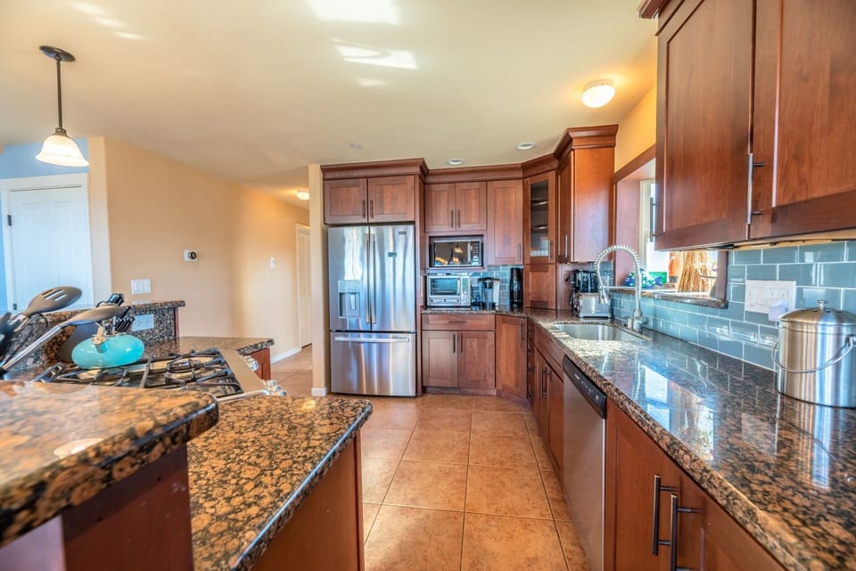 The kitchen is large and fully equipped