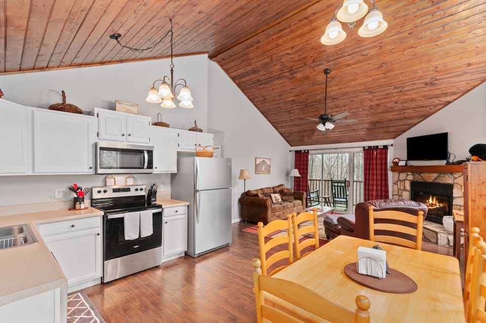New SS appliances and all the essentials to cook meals if you choose. 