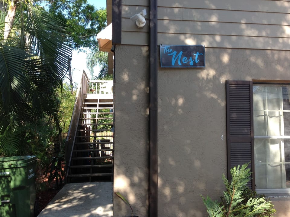 Entrance to "The NEST" with motion detecting lighting.