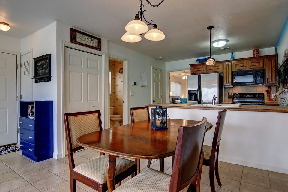 dining table and kitchen
