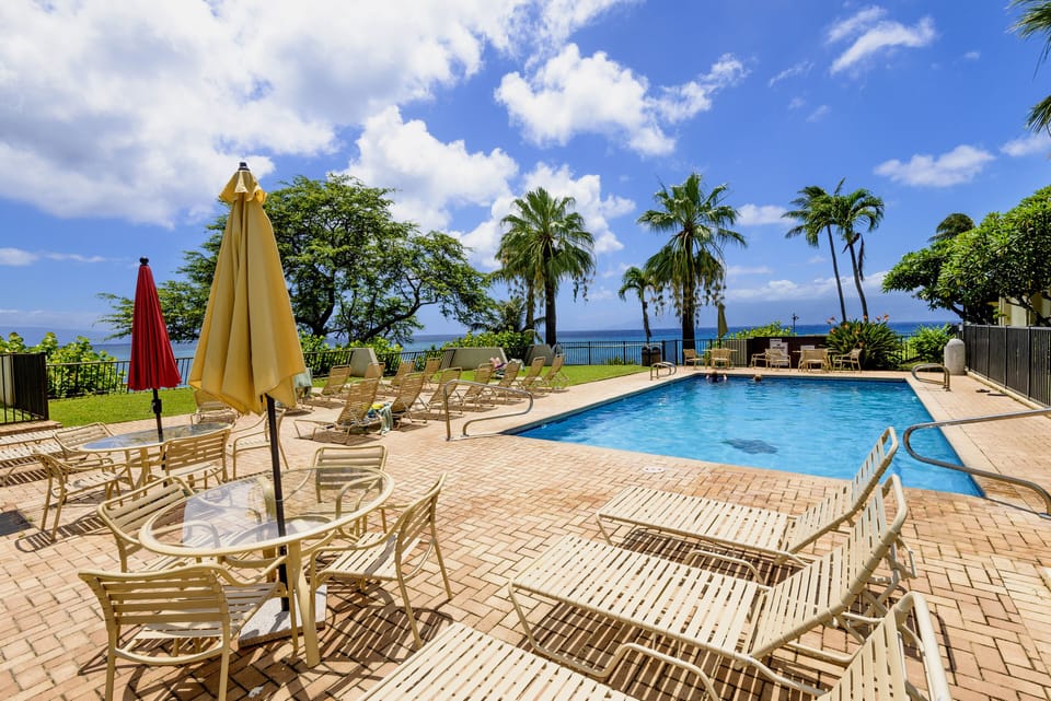 pool with lounge area