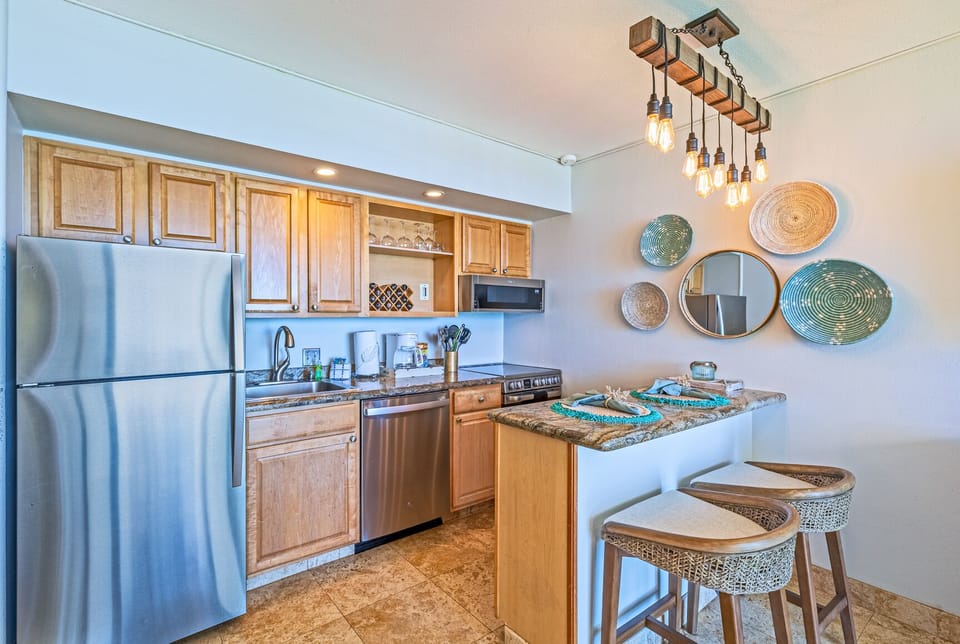 granite counter tops and stainless steel appliances