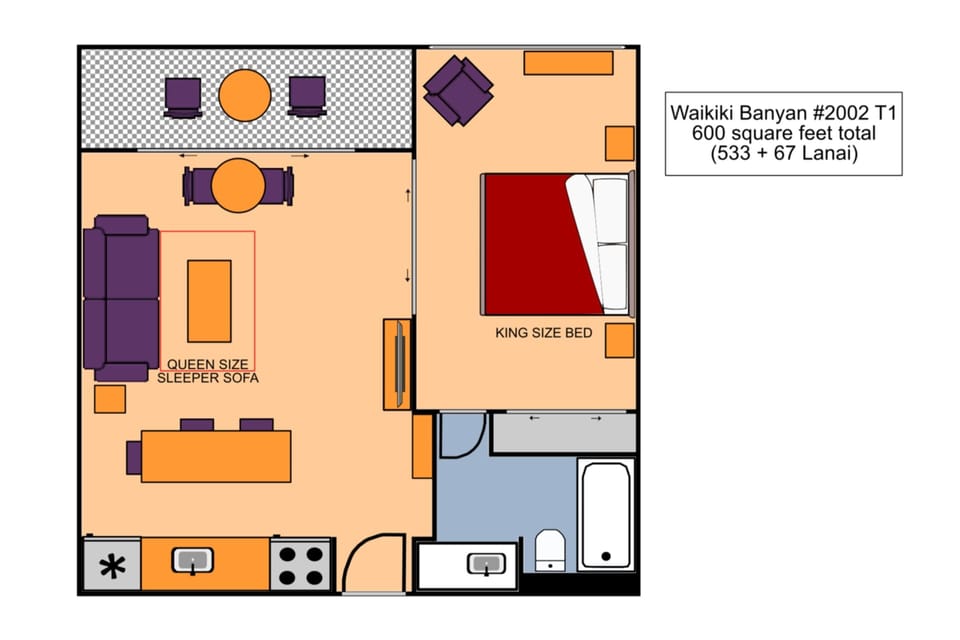 Waikiki Banyan #2002-T1 Floor Plan