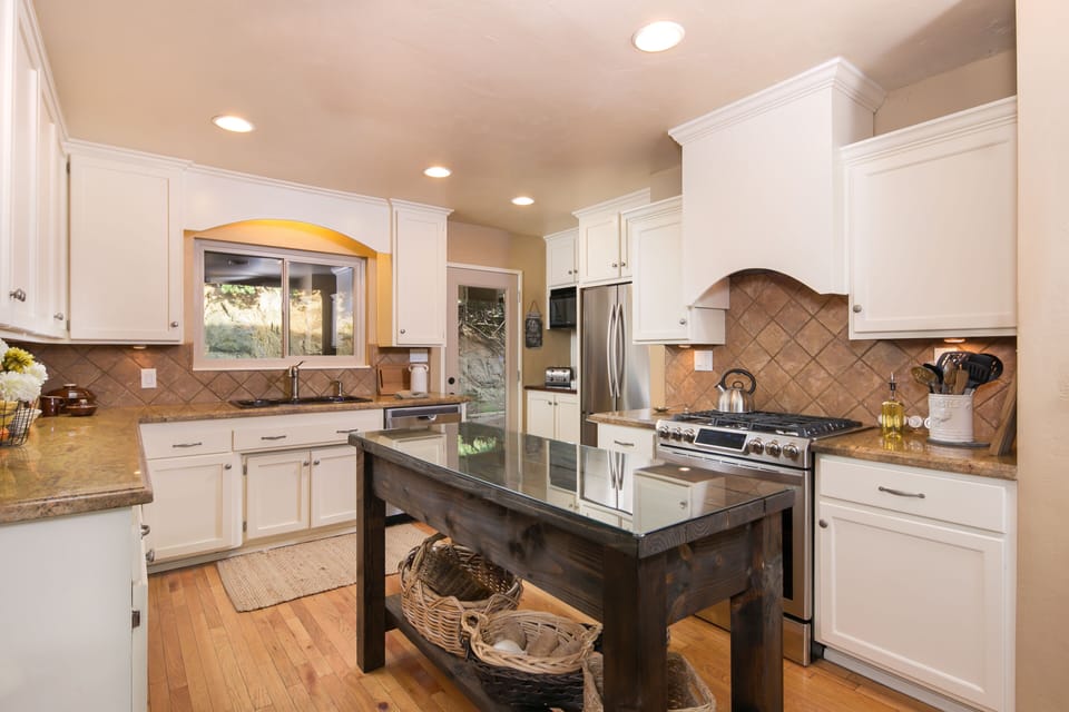 Large kitchen with island. 