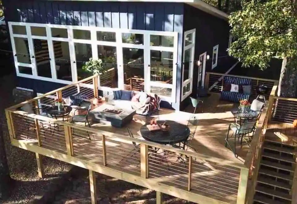 [Lakefront Home | Back Patio] The Patio is Large and is Perfect for Getting the Whole Group Together After a Fun Day on the Lake.