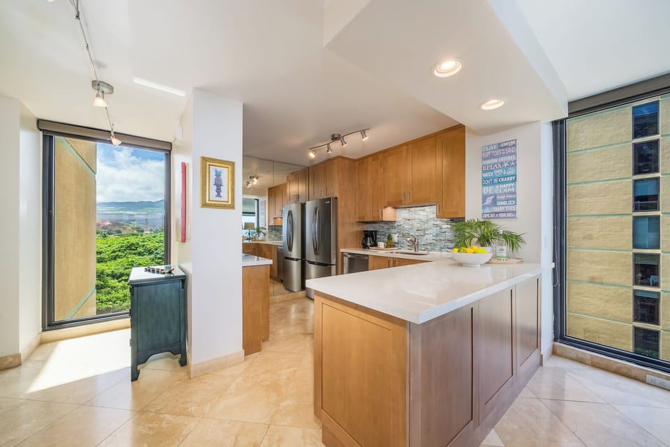 Enjoy a seamless flow between dining and living spaces in this open-concept retreat overlooking the ocean