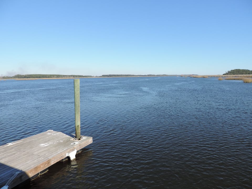 View off of the dock toward the Atlantic Ocean.