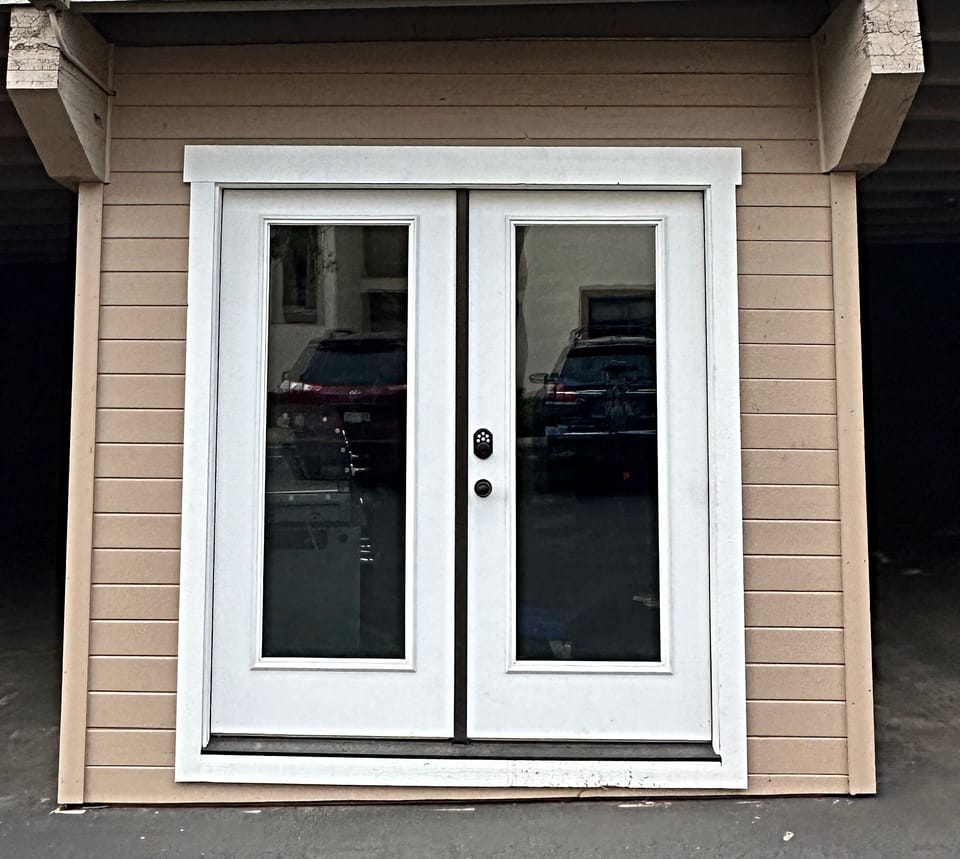 Ski locker for secure overnight storage.