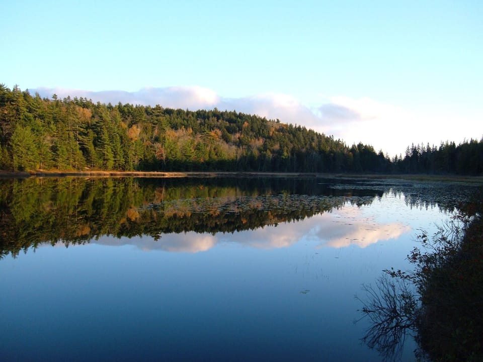 Looking across Hodgdon Pond towards Acadia National Park from Cottage 1