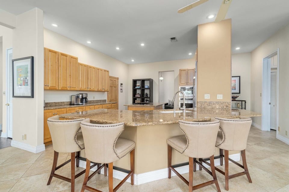 The gourmet kitchen with new high end appliances is the heart of the home. 