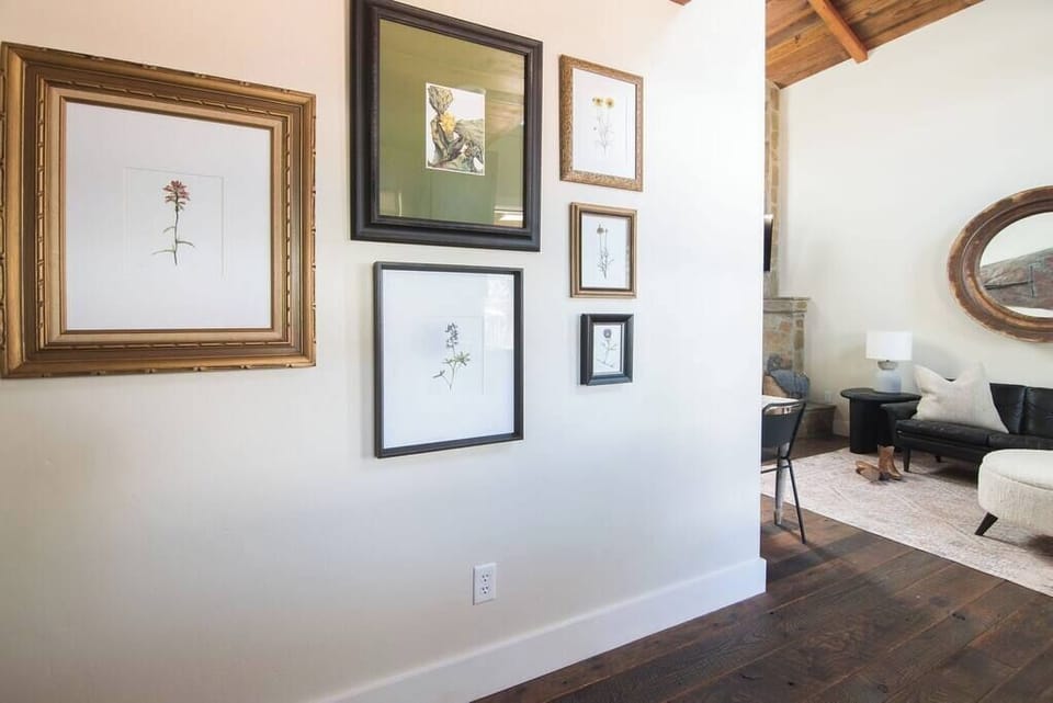 Local Texas wildflower art accents the interiors