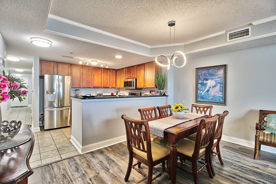 Views to the living room and ocean from the open plan layout