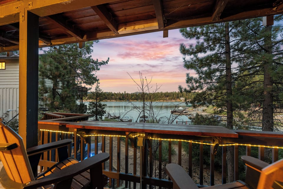 Lower Deck with Lake Views - Lower Deck with Lake Views, seating, lake and hot tub access