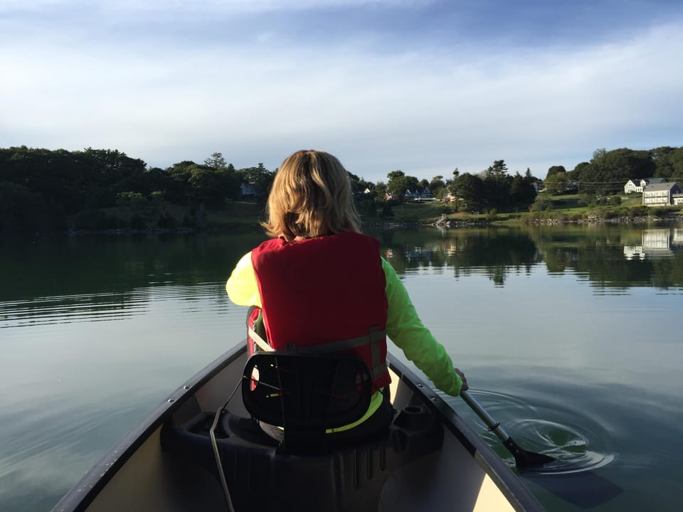 A peaceful canoe trip on Mill Pond behind the cottage.