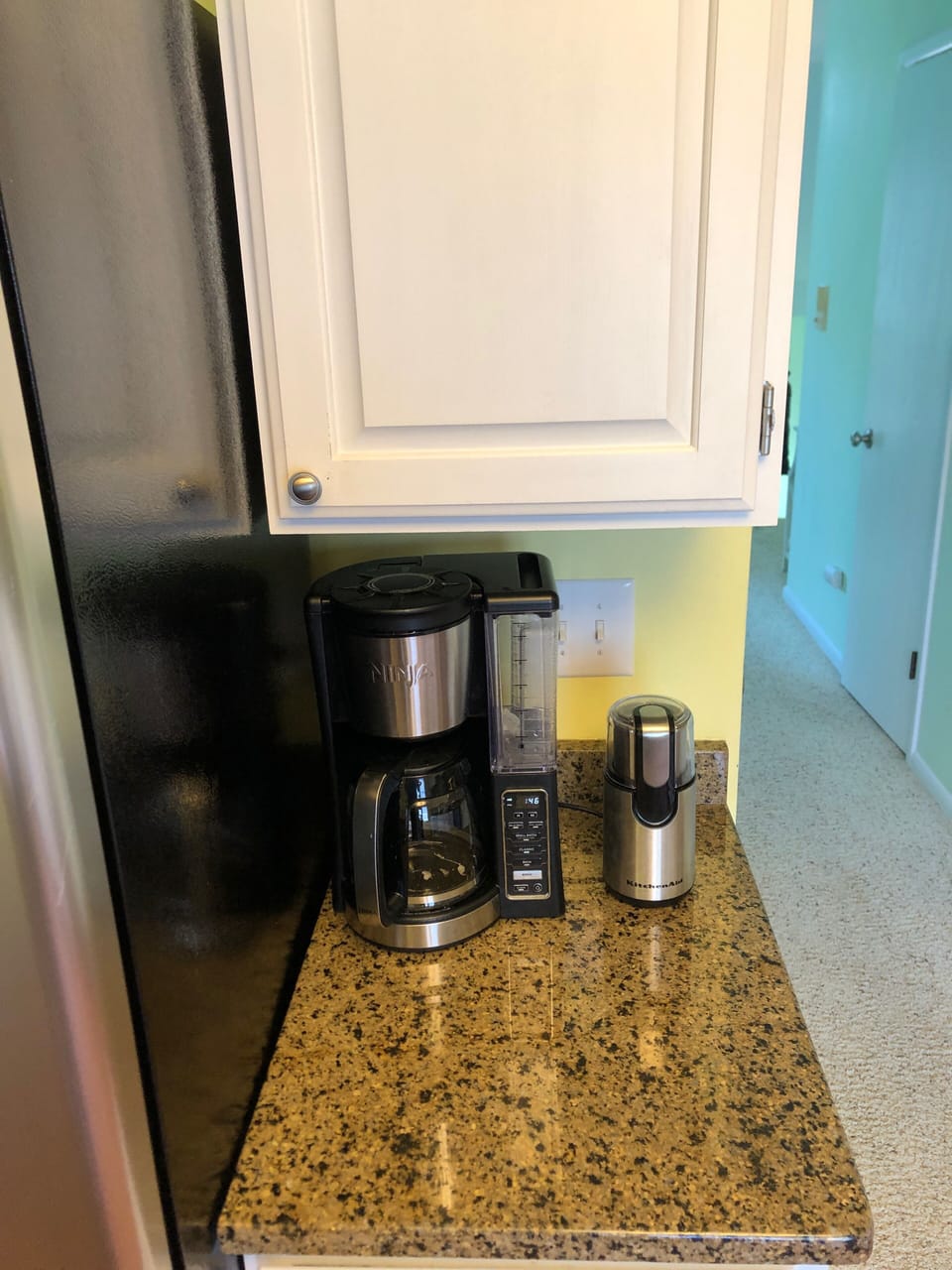 12 cup Ninja drip coffee maker and KitchenAid bean grinder 