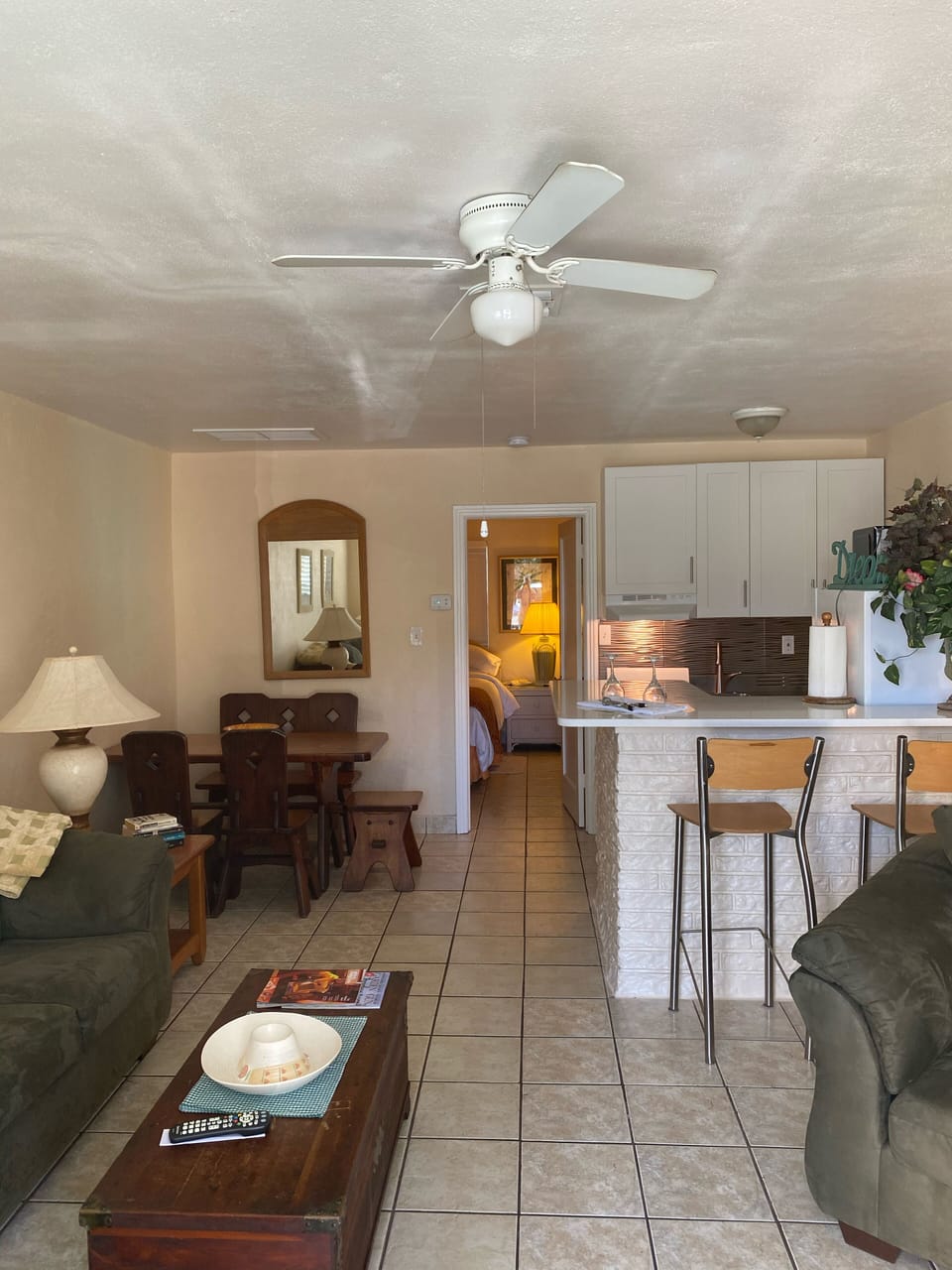 All tile flooring throughout, no mildew odor’s. Central air conditioning. 