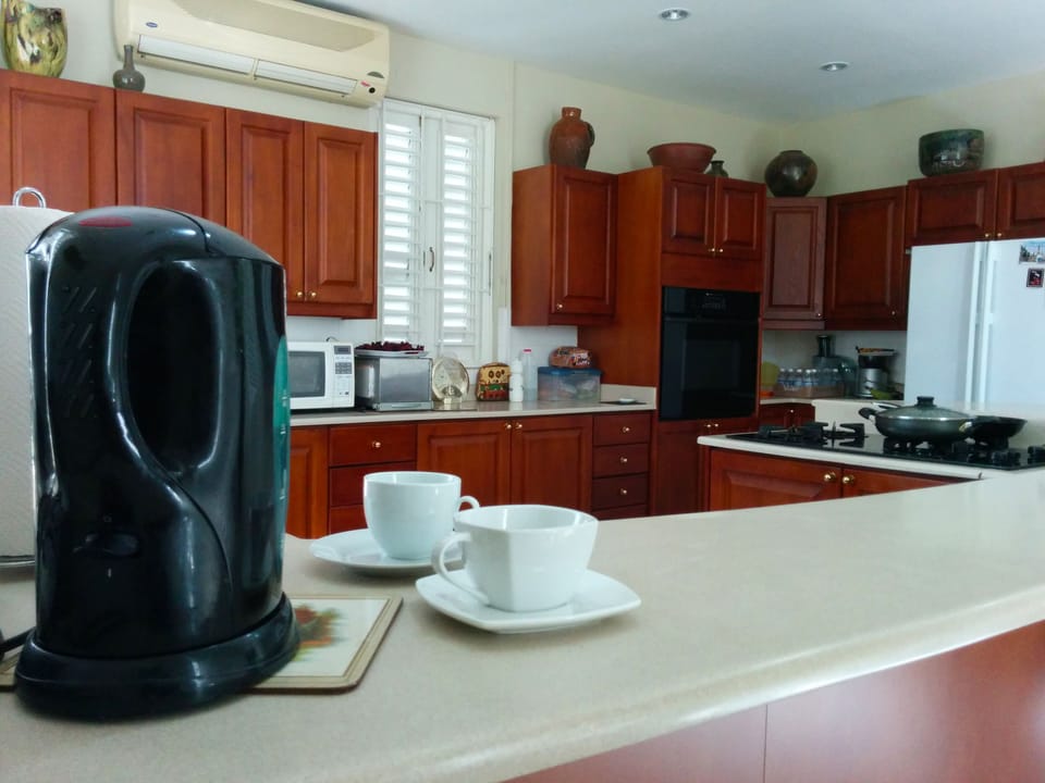 We have a very big kitchen, with designated cupboard space for our guests