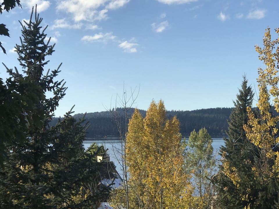 View from the back patio on 10/13/17 mid-morning! Hello Payette Lake! 