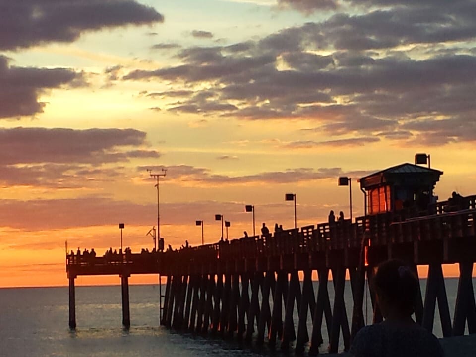 Beautiful sunset at Sharky's on the Pier restaurant
