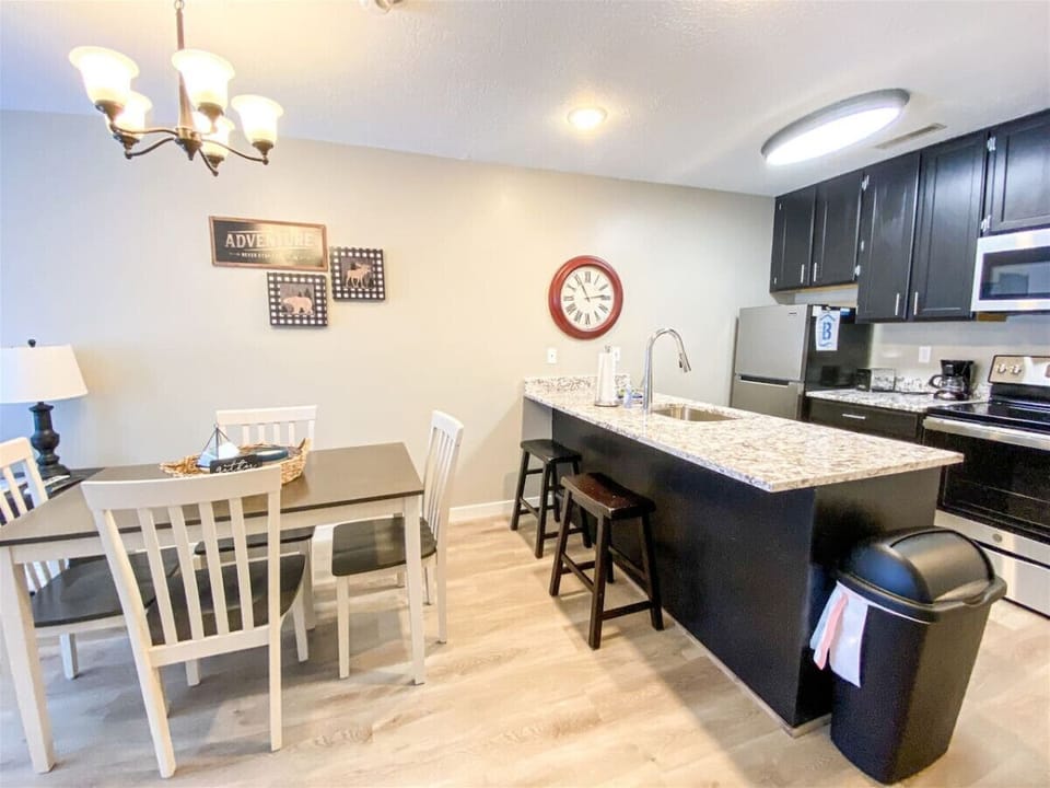 Bright dining space with convenient kitchen access
