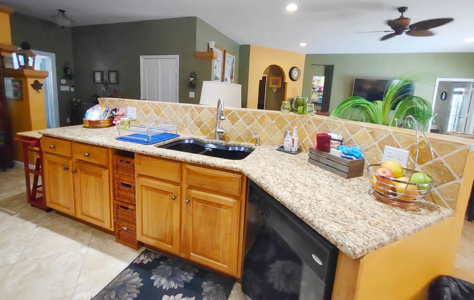 Extra prep space that opens right into the living area
