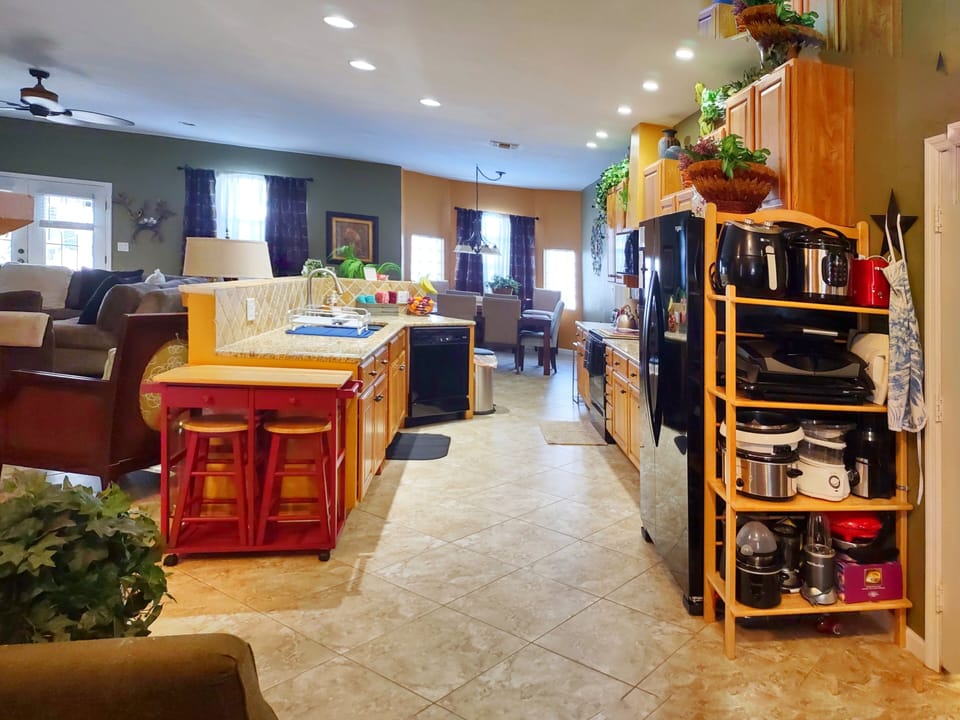 Fully stocked kitchen for home-cooked meals and group stays