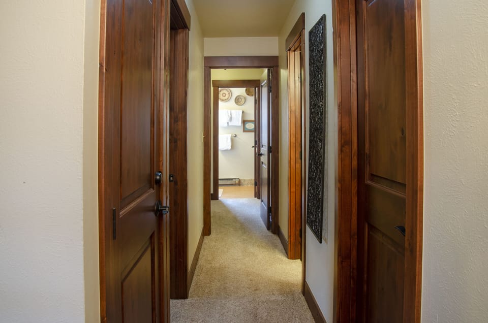 Hallway looking into the master bathroom.