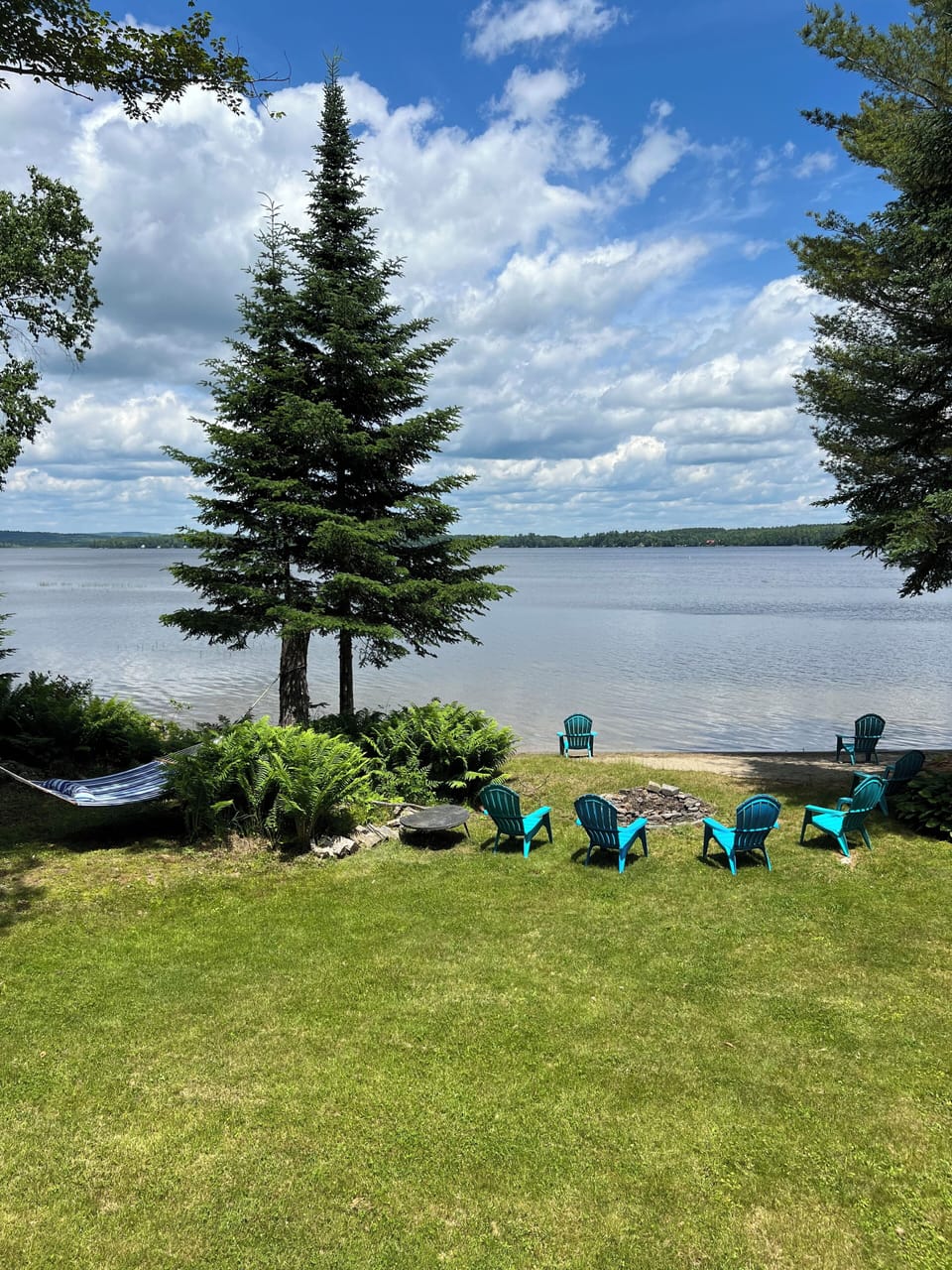 View from the back deck of the private beach and lake