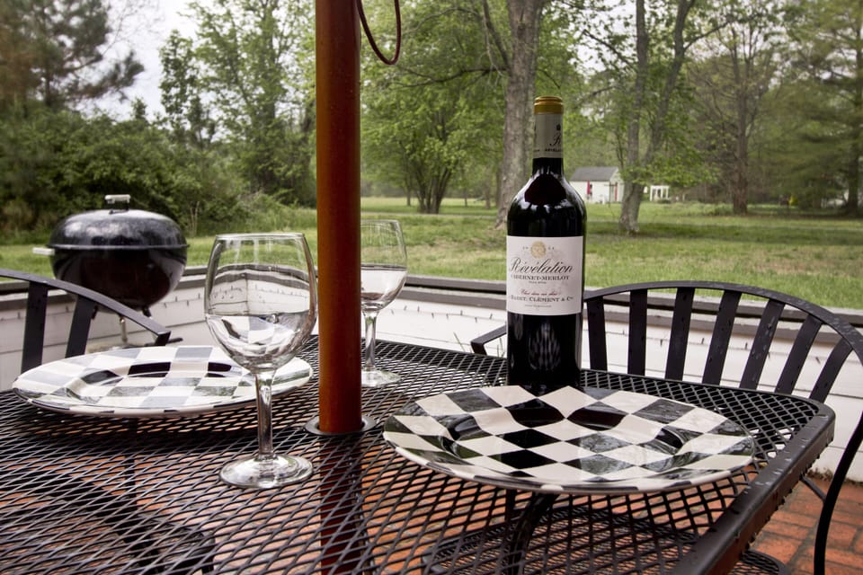 Relax with a favorite beverage on our brick patio. Enjoy privacy and views!