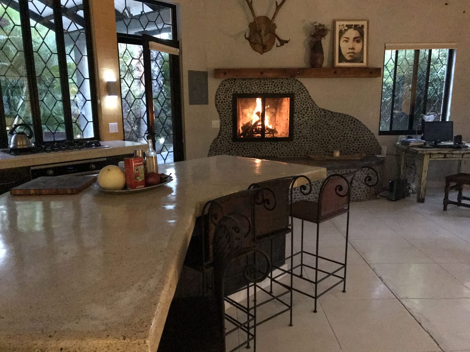 Kitchen firplace for the occasional nippy morning