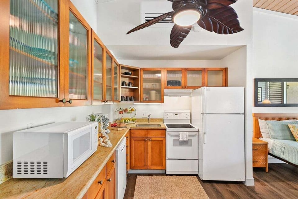 Functional Kitchen with Warm Wood Cabinets